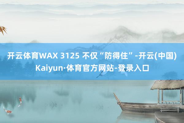 开云体育WAX 3125 不仅“防得住”-开云(中国)Kaiyun·体育官方网站-登录入口
